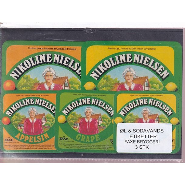 �l og Sodavands Etiketter - Faxe Bryggeri - 5 Stk.