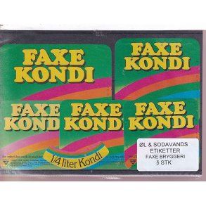 �l og Sodavands Etiketter - Faxe Bryggeri - 5 Stk.