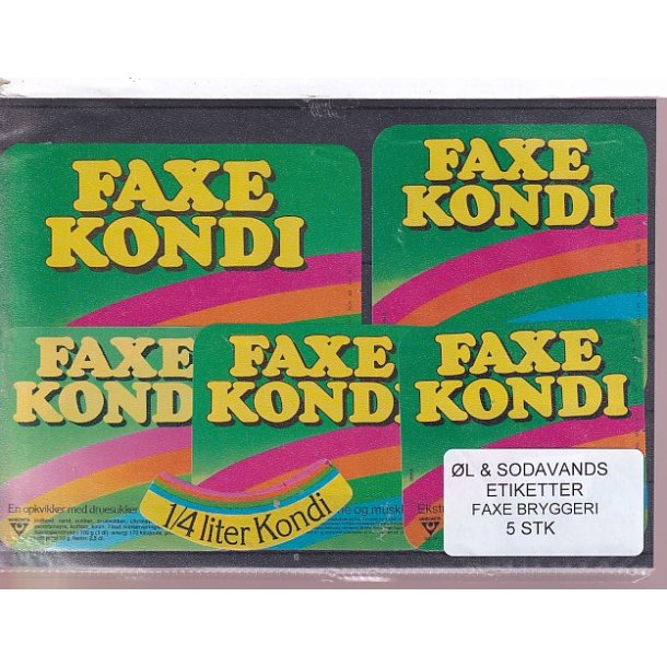 �l og Sodavands Etiketter - Faxe Bryggeri - 5 Stk.