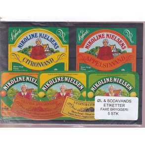 �l og Sodavands Etiketter - Faxe Bryggeri - 5 Stk.
