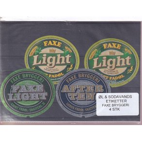 �l og Sodavands Etiketter - Faxe Bryggeri - 4 Stk.