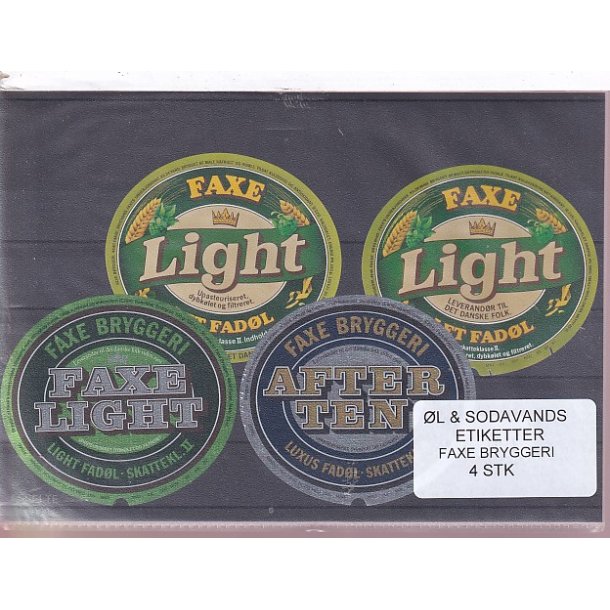 �l og Sodavands Etiketter - Faxe Bryggeri - 4 Stk.