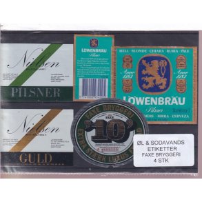 �l og Sodavands Etiketter - Faxe Bryggeri - 4 Stk.