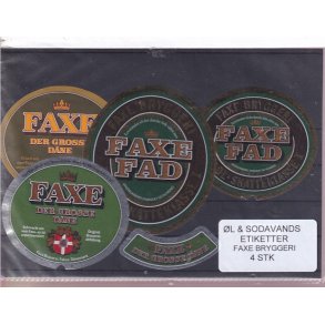 �l og Sodavands Etiketter - Faxe Bryggeri - 4 Stk.