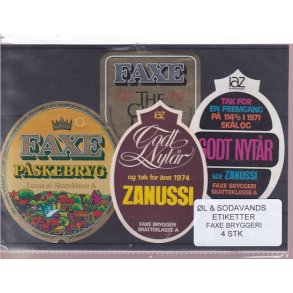 �l og Sodavands Etiketter - Faxe Bryggeri - 4 Stk.