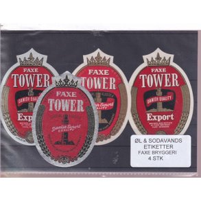 �l og Sodavands Etiketter - Faxe Bryggeri - 4 Stk.