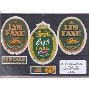 �l og Sodavands Etiketter - Faxe Bryggeri - 3 Stk.