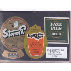 �l og Sodavands Etiketter - Faxe Bryggeri - 3 Stk.