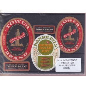 �l og Sodavands Etiketter - Faxe Bryggeri - 3 Stk.