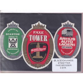 �l og Sodavands Etiketter - Faxe Bryggeri - 3 Stk.