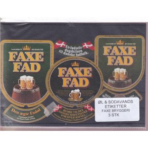 �l og Sodavands Etiketter - Faxe Bryggeri - 3 Stk.