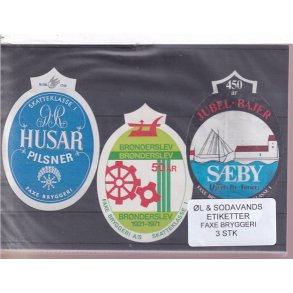 �l og Sodavands Etiketter - Faxe Bryggeri - 3 Stk.
