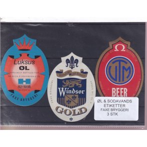 �l og Sodavands Etiketter - Faxe Bryggeri - 3 Stk.