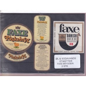 �l og Sodavands Etiketter - Faxe Bryggeri - 2 Stk.
