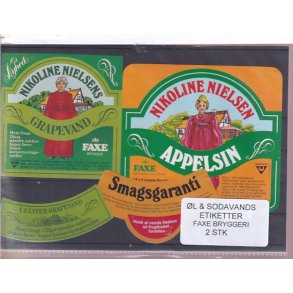 �l og Sodavands Etiketter - Faxe Bryggeri - 2 Stk.