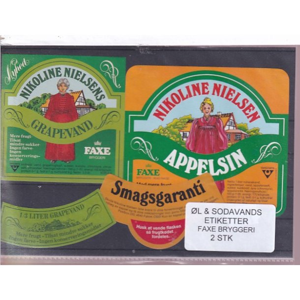 �l og Sodavands Etiketter - Faxe Bryggeri - 2 Stk.
