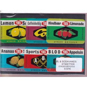 �l og Sodavands Etiketter - Struer Bryghus  - 6 Stk.