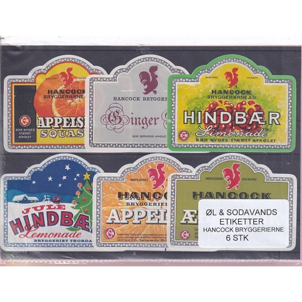 �l og Sodavands Etiketter - Hancock Bryggeri  - 6 Stk.