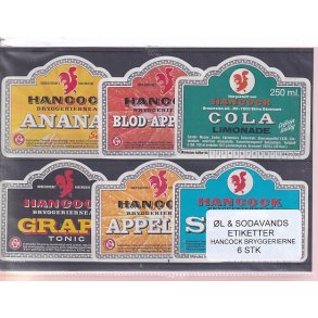 �l og Sodavands Etiketter - Hancock Bryggeri  - 6 Stk.