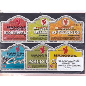 �l og Sodavands Etiketter - Hancock Bryggeri  - 6 Stk.