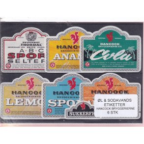 �l og Sodavands Etiketter - Hancock Bryggeri  - 6 Stk.