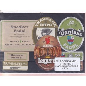 �l og Sodavands Etiketter - Hancock Bryggeri  - 4 Stk.