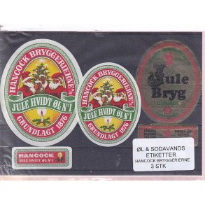 �l og Sodavands Etiketter - Hancock Bryggeri  - 3 Stk.