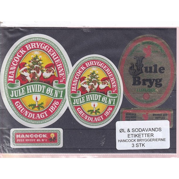 �l og Sodavands Etiketter - Hancock Bryggeri  - 3 Stk.