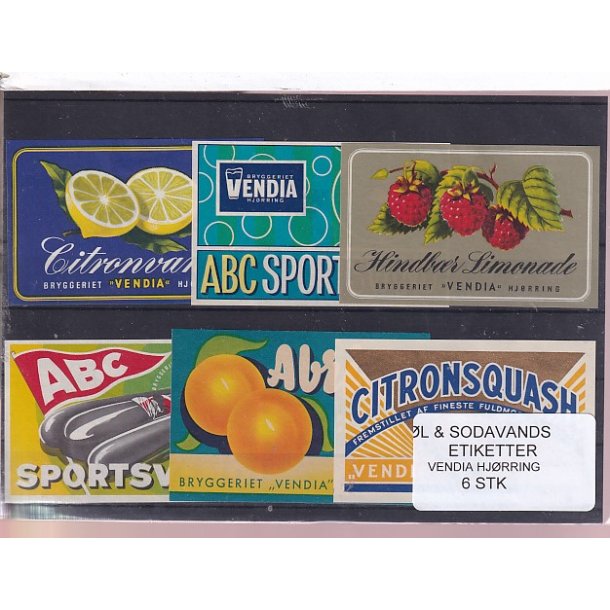 �l og Sodavands Etiketter - Vendia Hj�rring - 6 Stk.