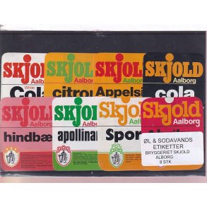 �l og Sodavands Etiketter - Skjold Bryggeri �lborg  - 8 Stk.
