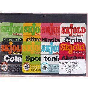 �l og Sodavands Etiketter - Skjold Bryggeri �lborg  - 8 Stk.