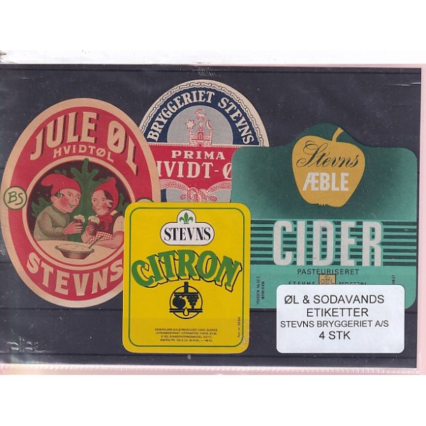 �l og Sodavands Etiketter - Stevns Bryggeri  - 4 Stk.