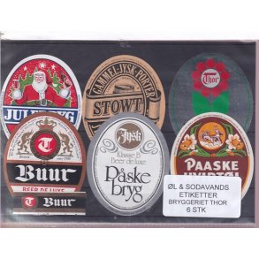 �l og Sodavands Etiketter - Bryggeriet Thor - 6 Stk.