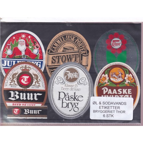 �l og Sodavands Etiketter - Bryggeriet Thor - 6 Stk.