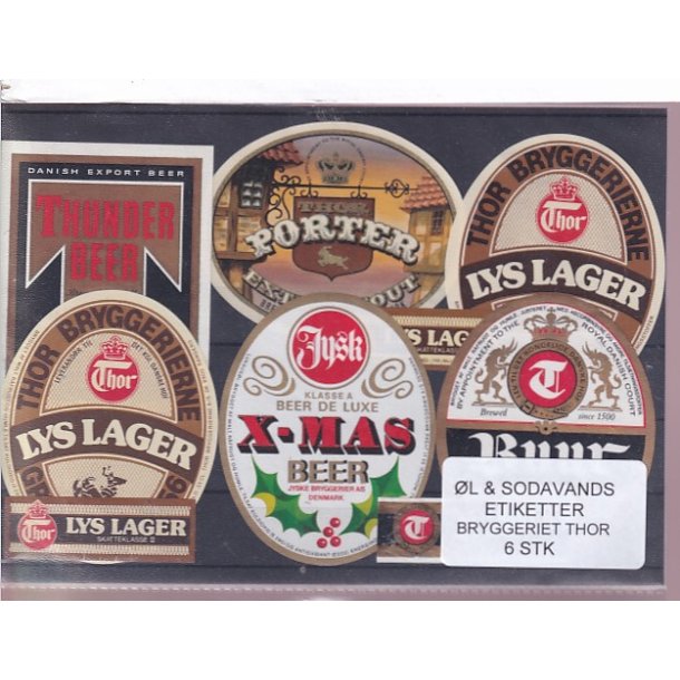 �l og Sodavands Etiketter - Bryggeriet Thor - 6 Stk.
