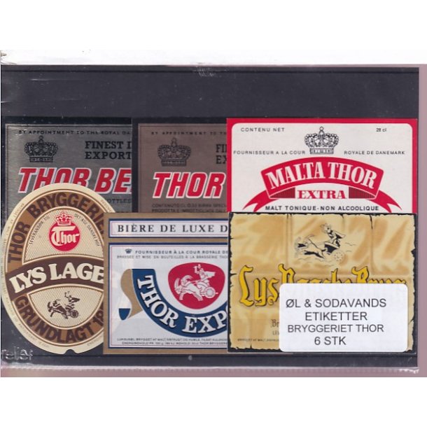�l og Sodavands Etiketter - Bryggeriet Thor - 6 Stk.