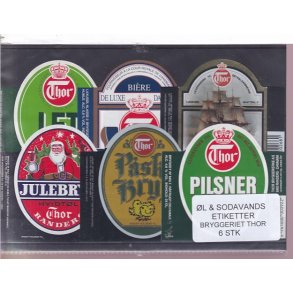 �l og Sodavands Etiketter - Bryggeriet Thor - 6 Stk.