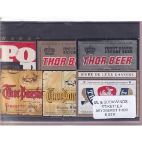 �l og Sodavands Etiketter - Bryggeriet Thor - 6 Stk.