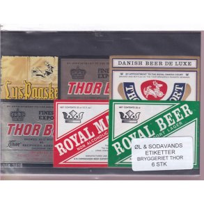 �l og Sodavands Etiketter - Bryggeriet Thor - 6 Stk.