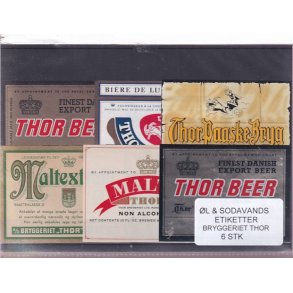 �l og Sodavands Etiketter - Bryggeriet Thor - 6 Stk.