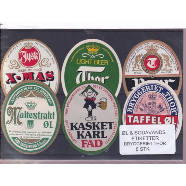 �l og Sodavands Etiketter - Bryggeriet Thor - 6 Stk.