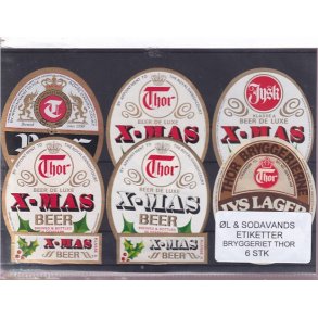 �l og Sodavands Etiketter - Bryggeriet Thor - 6 Stk.