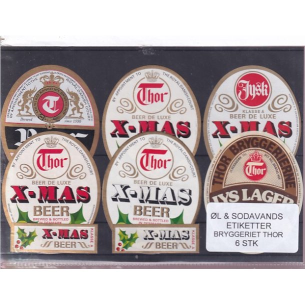 �l og Sodavands Etiketter - Bryggeriet Thor - 6 Stk.
