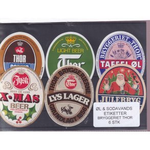 �l og Sodavands Etiketter - Bryggeriet Thor - 6 Stk.