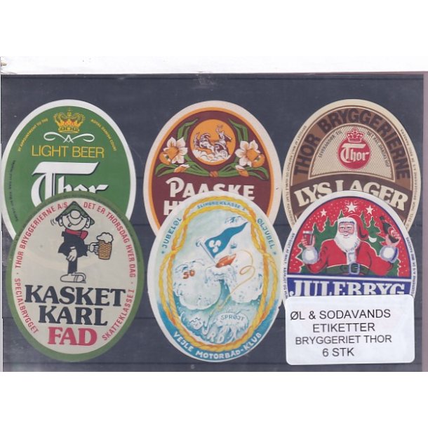 �l og Sodavands Etiketter - Bryggeriet Thor - 6 Stk.