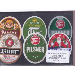 �l og Sodavands Etiketter - Bryggeriet Thor - 6 Stk.