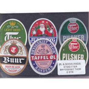 �l og Sodavands Etiketter - Bryggeriet Thor - 6 Stk.