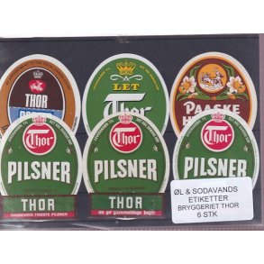 �l og Sodavands Etiketter - Bryggeriet Thor - 6 Stk.