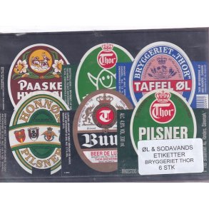 �l og Sodavands Etiketter - Bryggeriet Thor - 6 Stk.