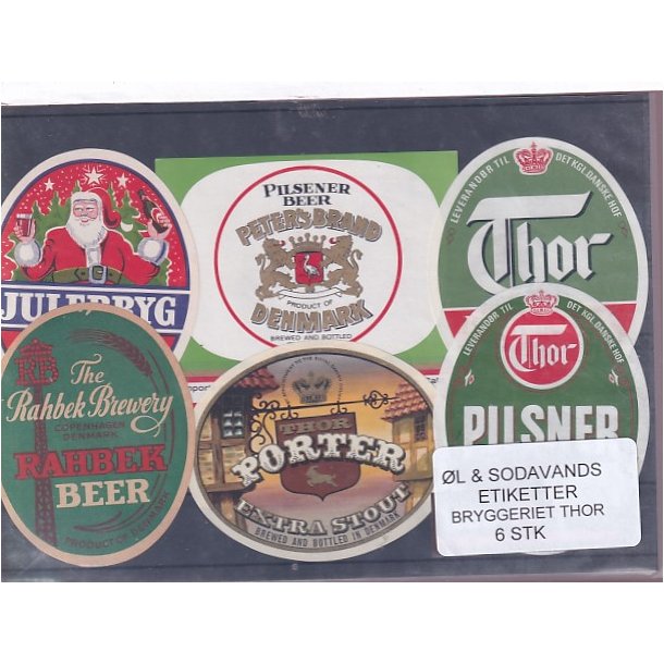 �l og Sodavands Etiketter - Bryggeriet Thor - 6 Stk.